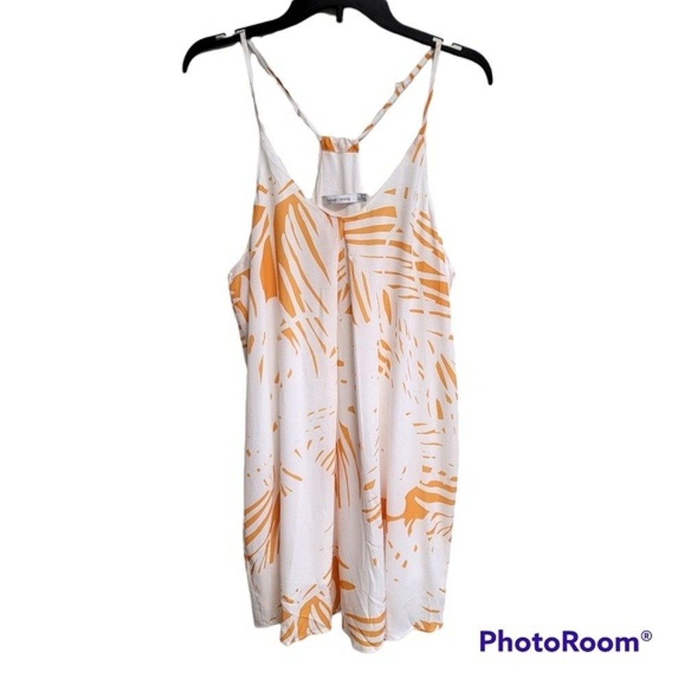 Bishop + Young Orange And White Riviera Inverted Pleat Flowy Tunic‎ Dress Large